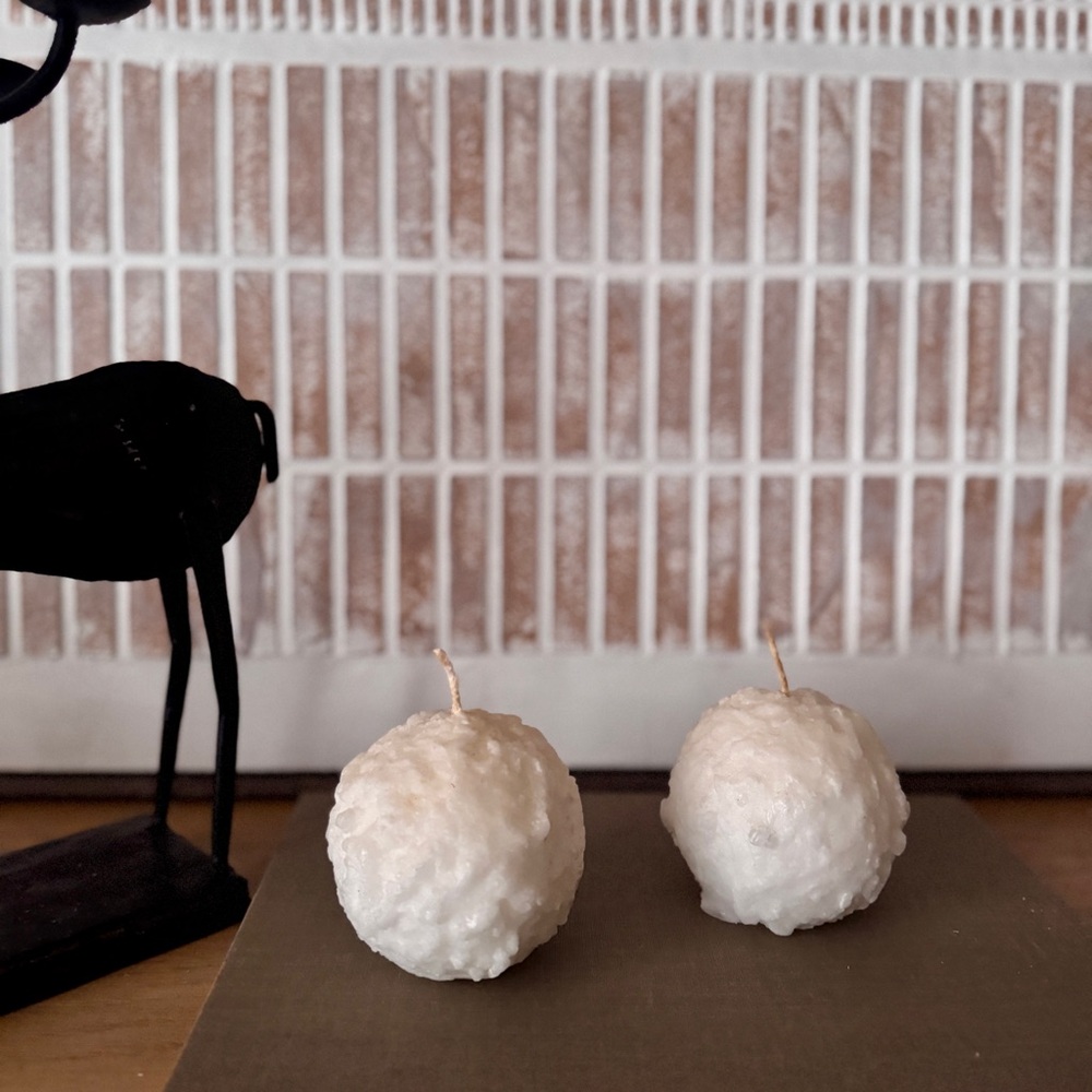 Vintage PartyLite 3½" Snowball Candle Pair